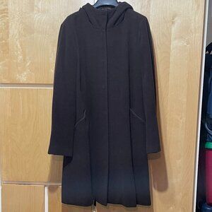 Vintage Classic Eileen Fisher Brown Wool Hooded Coat Size M